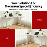 Desks: Artiss L-Shape Standing Desk Sit Stand Up Height Adjustable Electric Motorised White