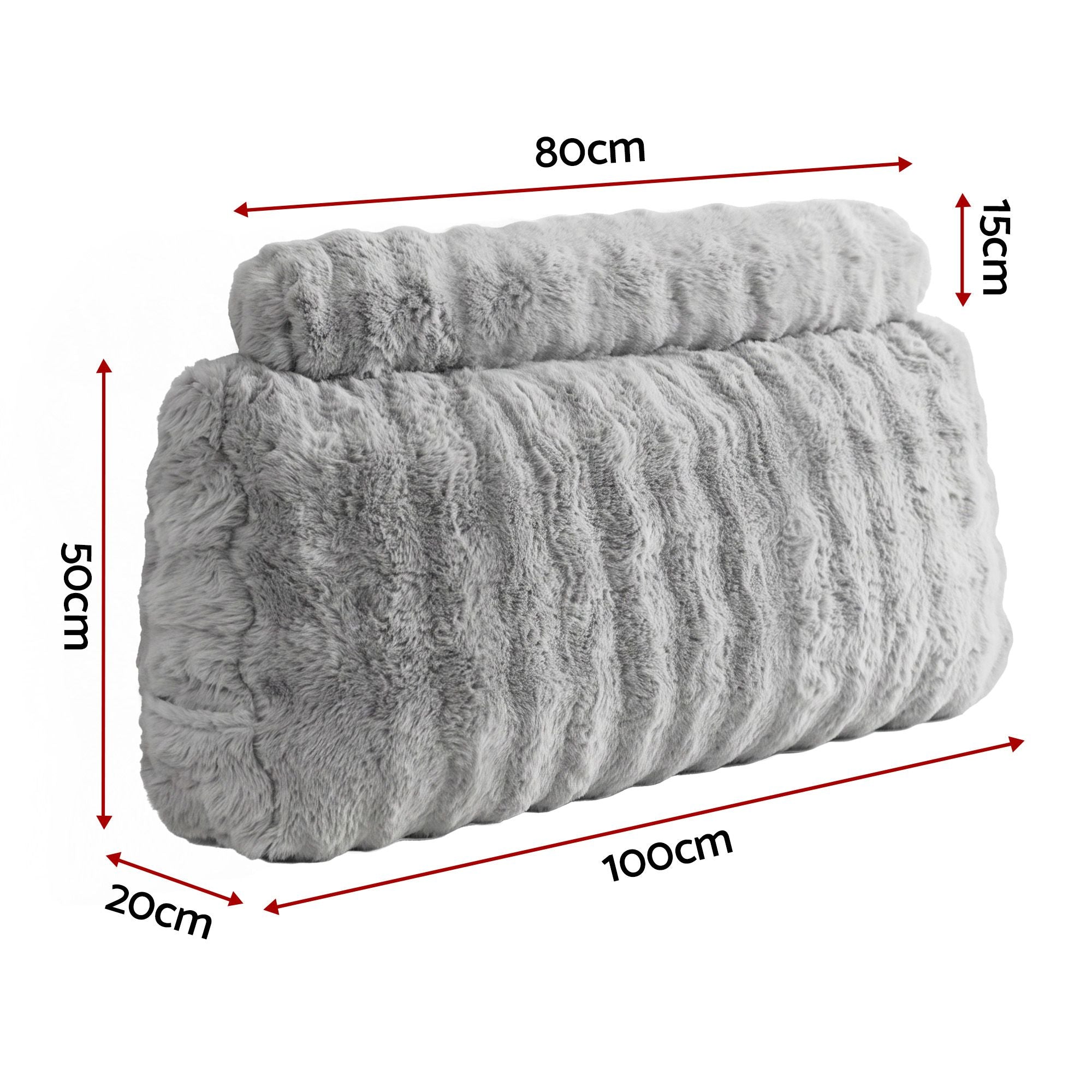 Giselle Wedge Pillow Headboard, Easy Wash Zipper Cover & Anti-Flat Foam, Couch Lumbar Support for Dorm Readers, 340g Faux Rabbit Fur with Dual Pockets, King Single
