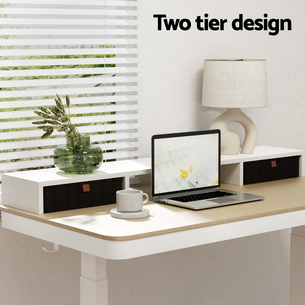Desks: Artiss Standing Desk Desktop Storage Rack Shelf Removable Bookshelf Drawer 120cm