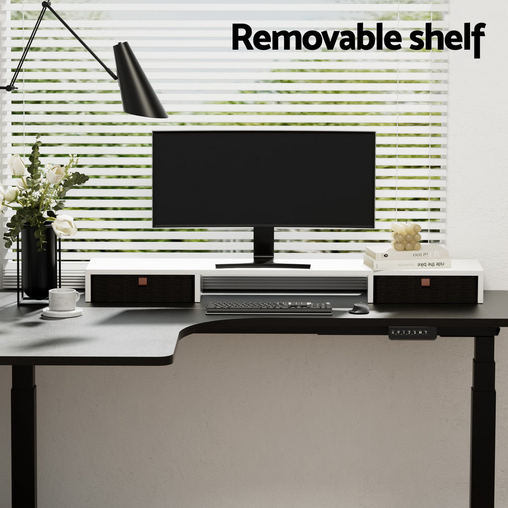 Desks: Artiss Standing Desk Desktop Storage Rack Shelf Removable Bookshelf Drawer 120cm