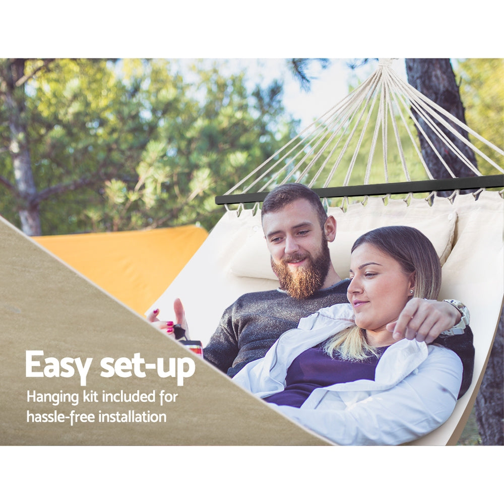 Outdoor Chairs: Gardeon Hammock Bed Outdoor Camping Portable Hanging Chair 2 Person Piillow