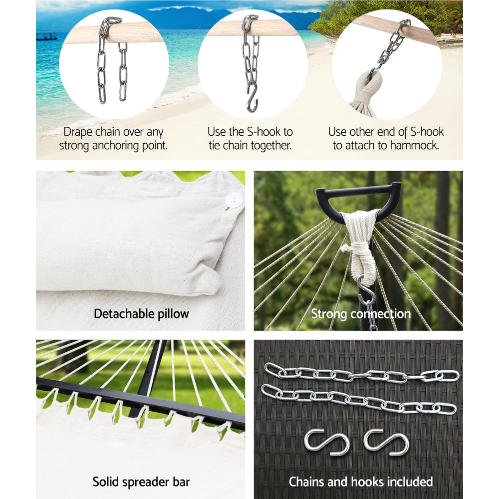 Outdoor Chairs: Gardeon Hammock Bed Outdoor Camping Portable Hanging Chair 2 Person Piillow