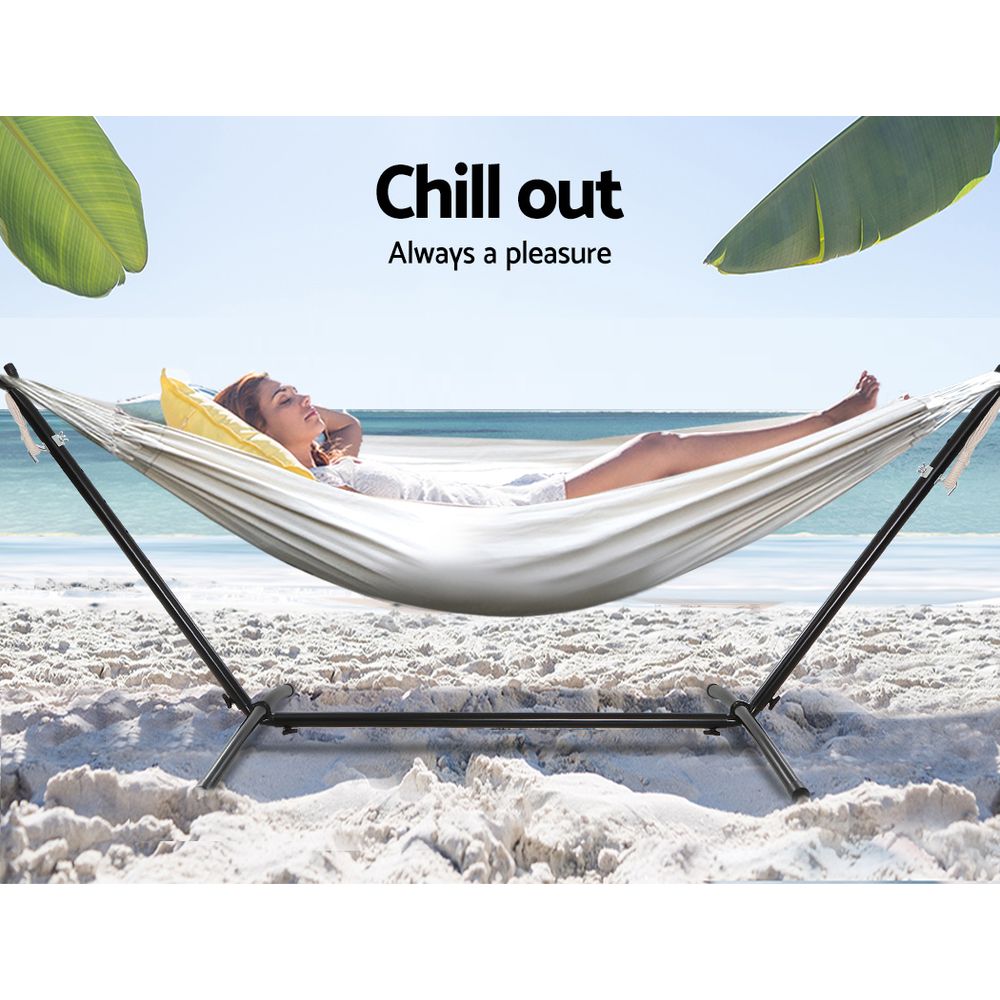 Outdoor Sofas & Lounge Sets: Gardeon Hammock Bed Camping Chair Outdoor Lounge Single Cotton with Stand