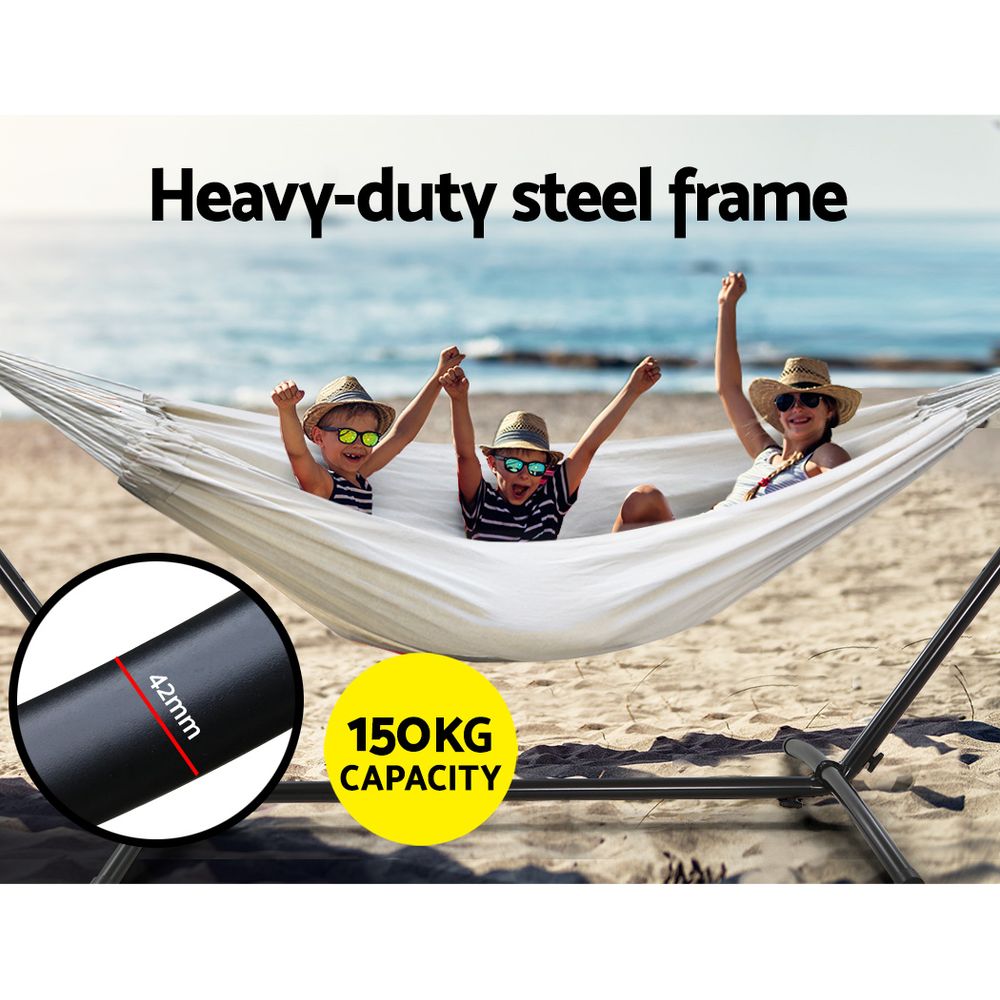 Outdoor Sofas & Lounge Sets: Gardeon Hammock Bed Camping Chair Outdoor Lounge Single Cotton with Stand