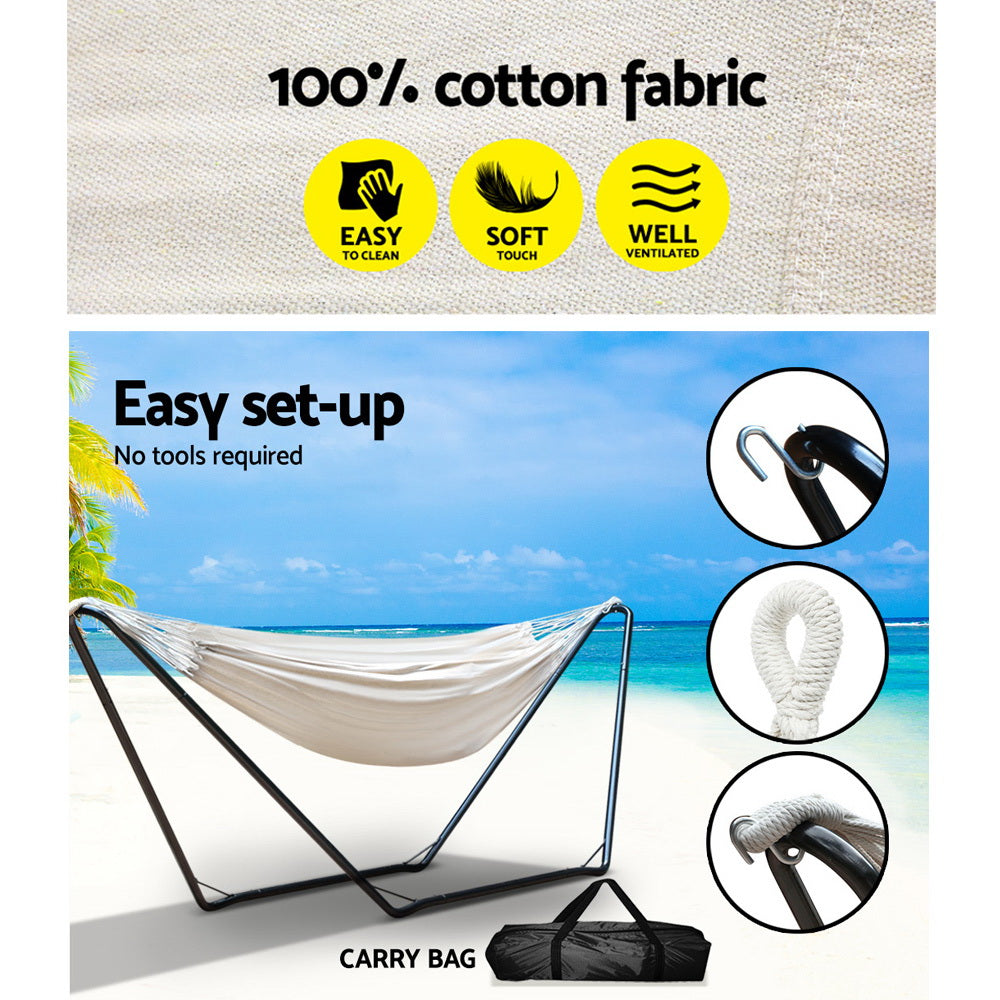 Hammocks & Accessories: Gardeon Hammock Bed with Stand Outdoor Camping Hammocks Steel Frame