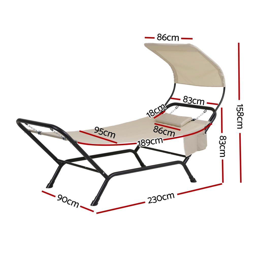 Hammocks & Accessories: Gardeon Hammock Bed w/ Stand Sun Lounge Chair Beige