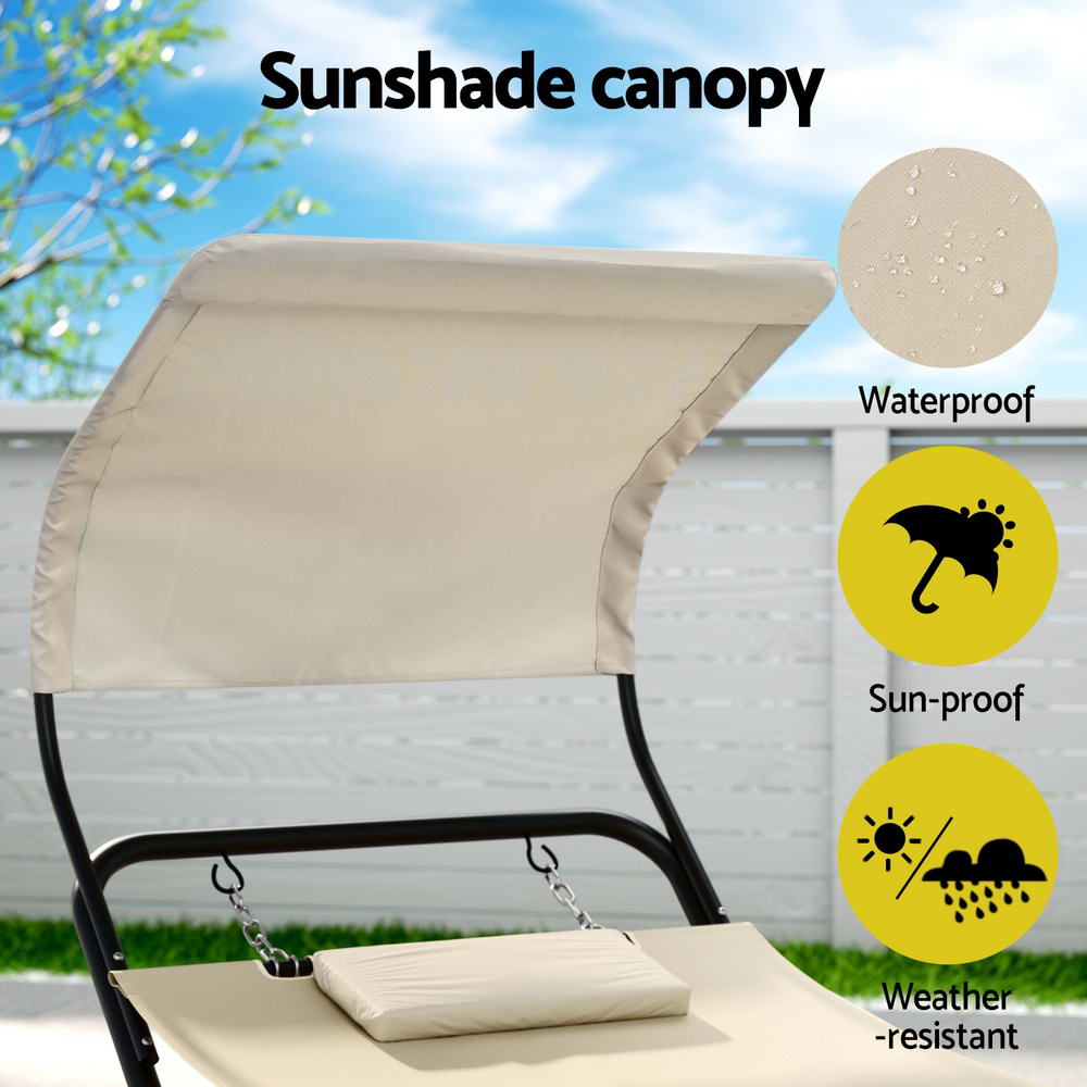 Hammocks & Accessories: Gardeon Hammock Bed w/ Stand Sun Lounge Chair Beige