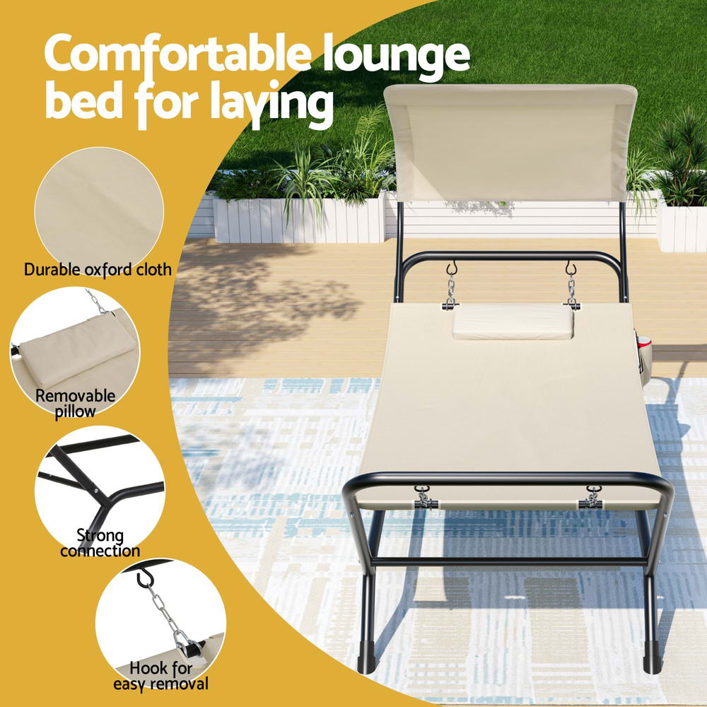 Hammocks & Accessories: Gardeon Hammock Bed w/ Stand Sun Lounge Chair Beige