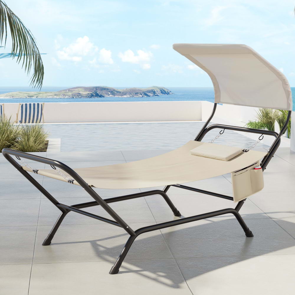 Hammocks & Accessories: Gardeon Hammock Bed w/ Stand Sun Lounge Chair Beige
