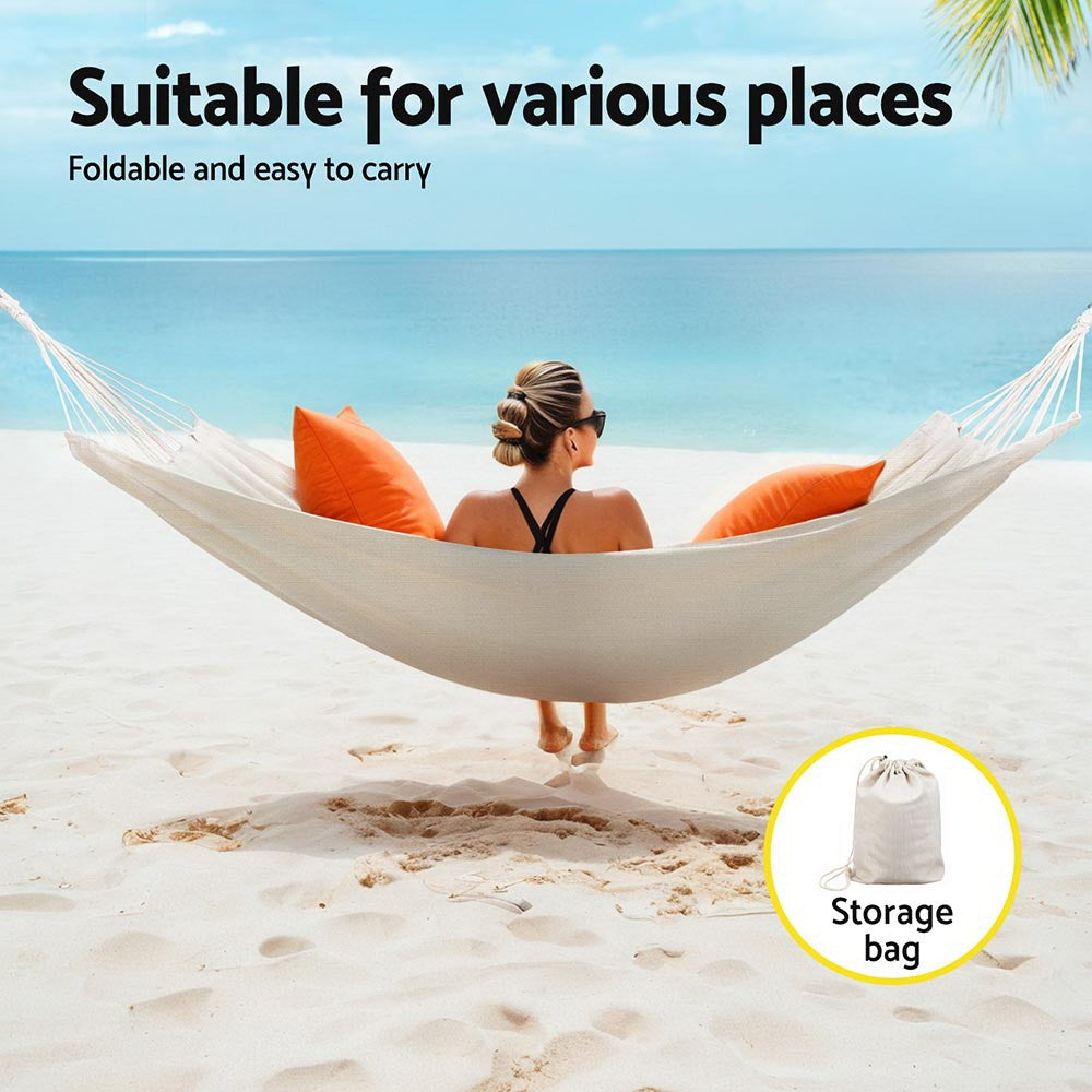 Hammocks & Accessories: Gardeon Hammock Bed w/ Travel Bag Outdoor Lounge Chair Cream