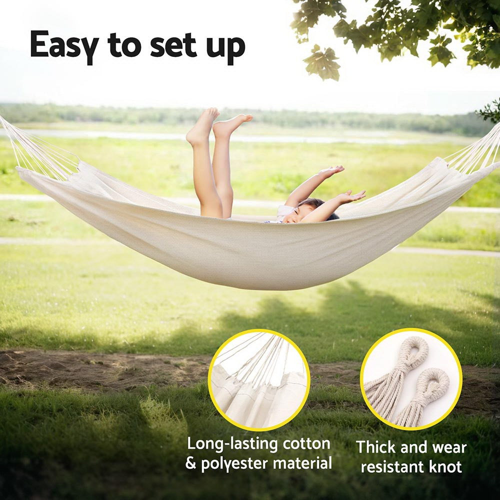 Hammocks & Accessories: Gardeon Hammock Bed w/ Travel Bag Outdoor Lounge Chair Cream