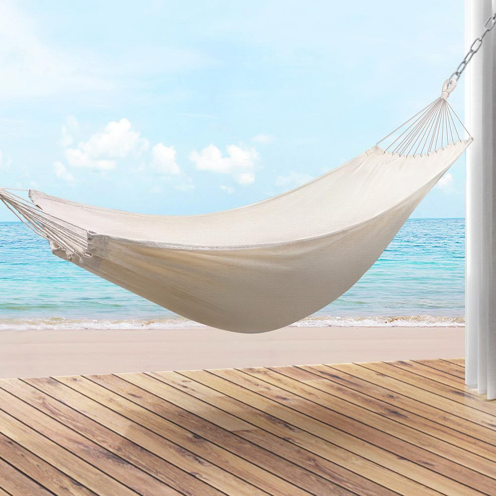 Hammocks & Accessories: Gardeon Hammock Bed w/ Travel Bag Outdoor Lounge Chair Cream