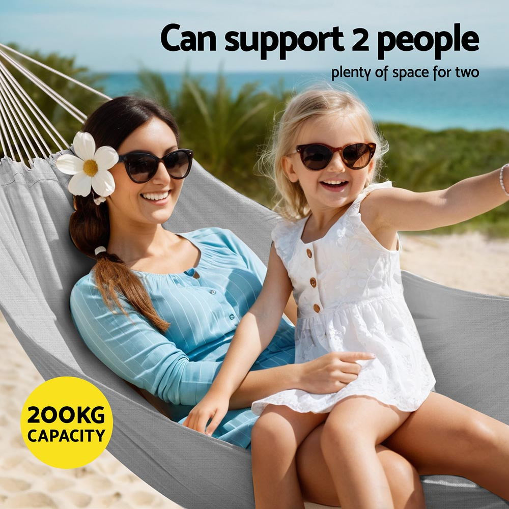 Hammocks & Accessories: Gardeon Hammock Bed w/ Travel Bag Outdoor Lounge Chair Grey