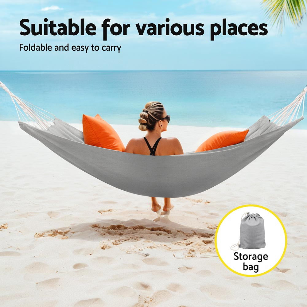 Hammocks & Accessories: Gardeon Hammock Bed w/ Travel Bag Outdoor Lounge Chair Grey