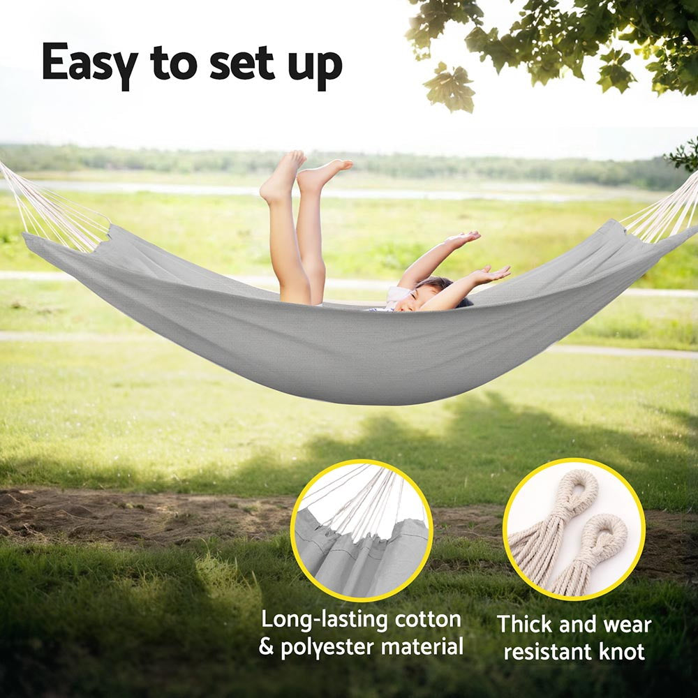 Hammocks & Accessories: Gardeon Hammock Bed w/ Travel Bag Outdoor Lounge Chair Grey
