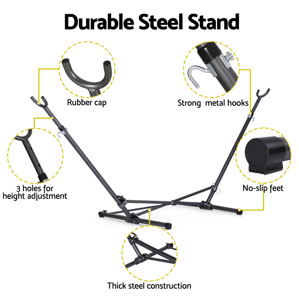Hammocks & Accessories: Gardeon Hammock Bed Stand Steel Frame Outdoor Indoor