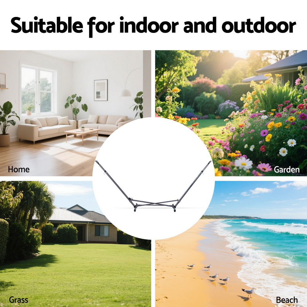Hammocks & Accessories: Gardeon Hammock Bed Stand Steel Frame Outdoor Indoor