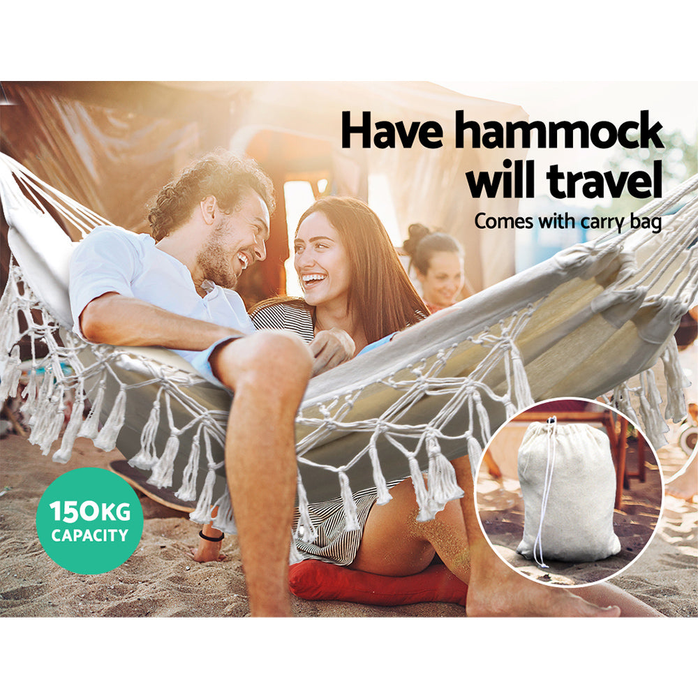 Hammocks & Accessories: Gardeon Hammock Bed Rope Tassel Outdoor Hammocks Chair Camping