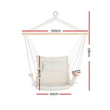 98765-Gardeon Hammock Chair Hanging with Armrest Camping Hammocks Cream