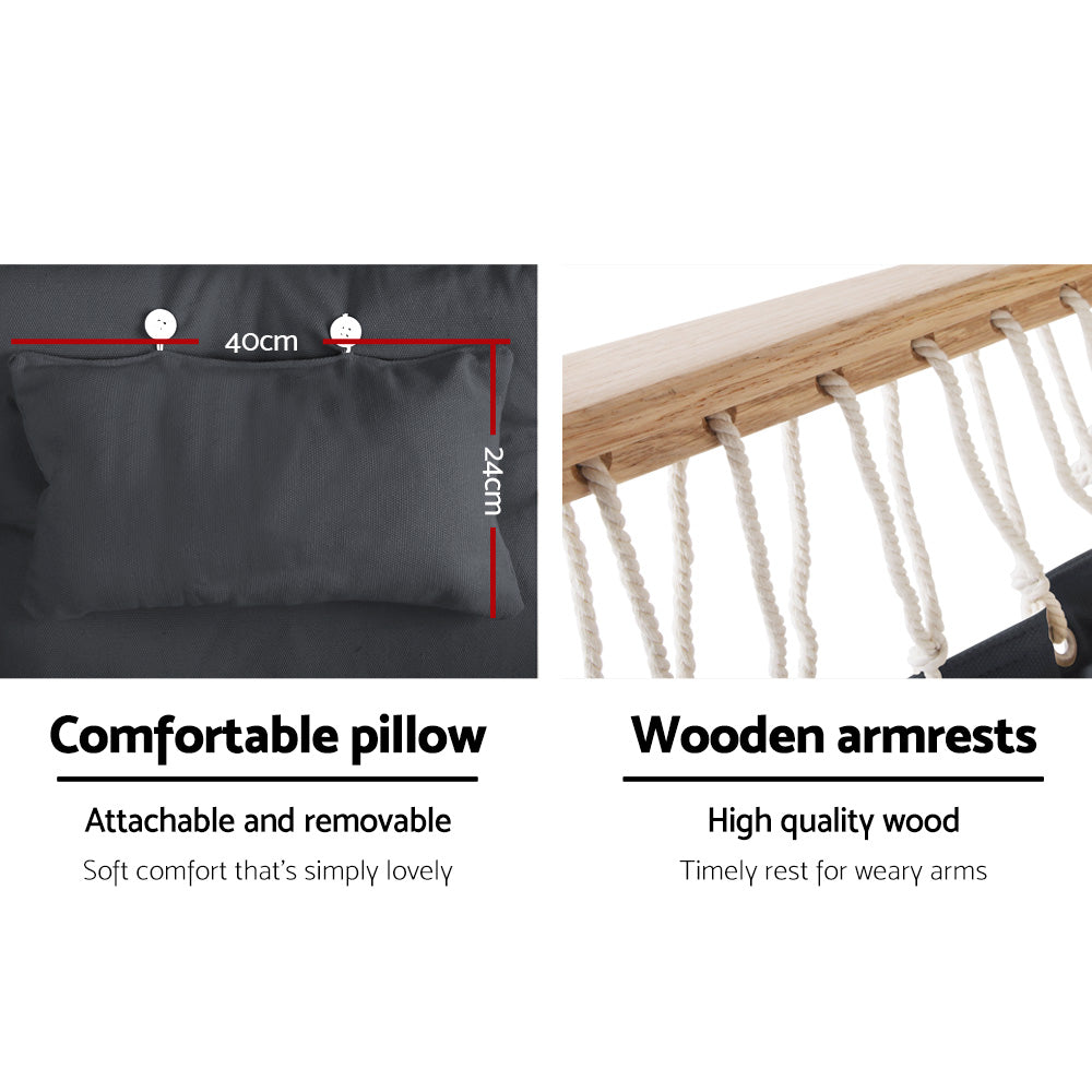 Outdoor Chairs: Gardeon Hammock Chair Hanging with Armrest Camping Hammocks Grey