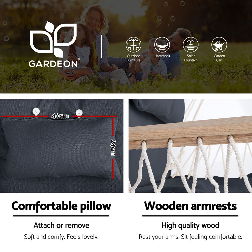 Outdoor Chairs: Gardeon Hammock Chair with Steel Stand Armrest Outdoor Hanging Grey