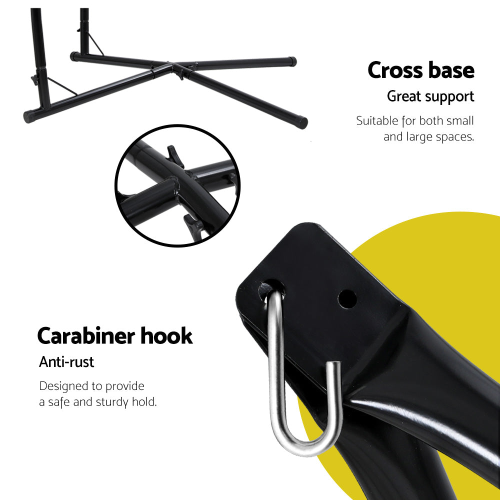 Outdoor Chairs: Gardeon Hammock Chair with Steel Stand Armrest Outdoor Hanging Grey
