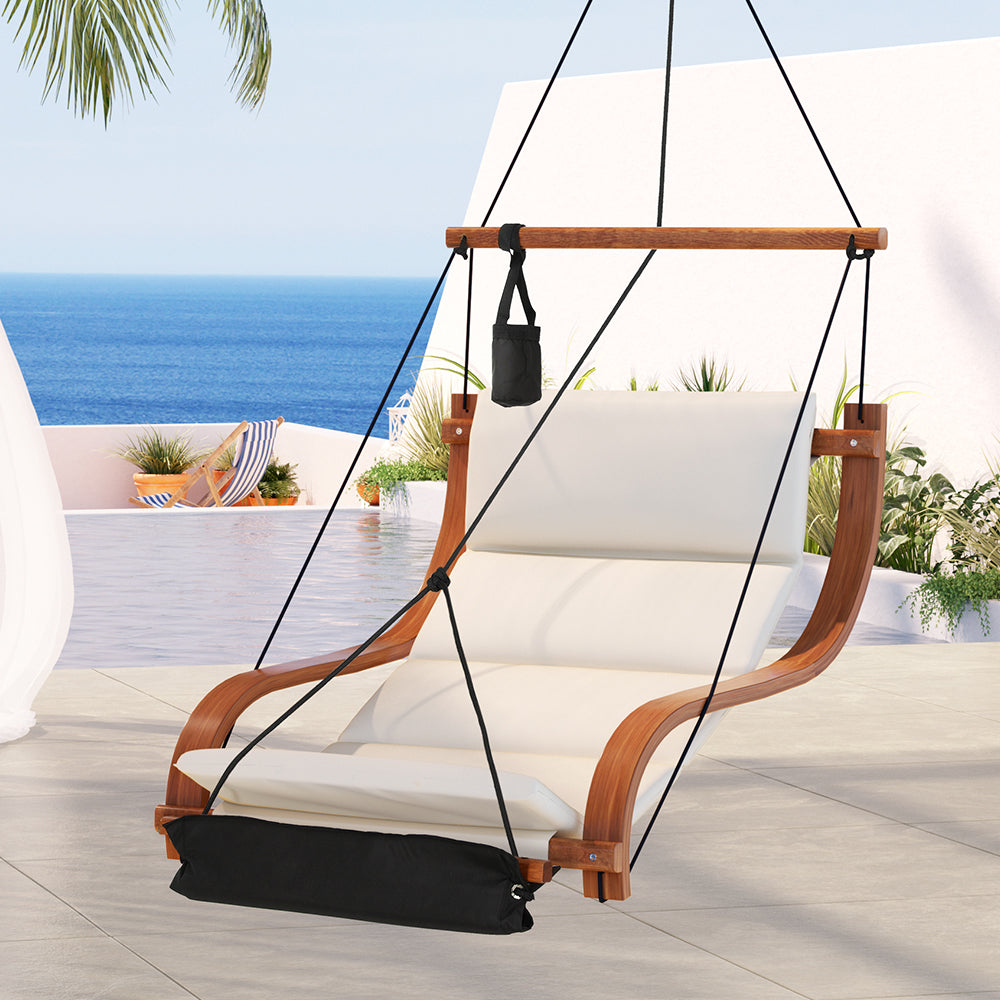 Outdoor Chairs: Gardeon Hammock Chair Wooden Hanging Indoor Outdoor Lounge Patio