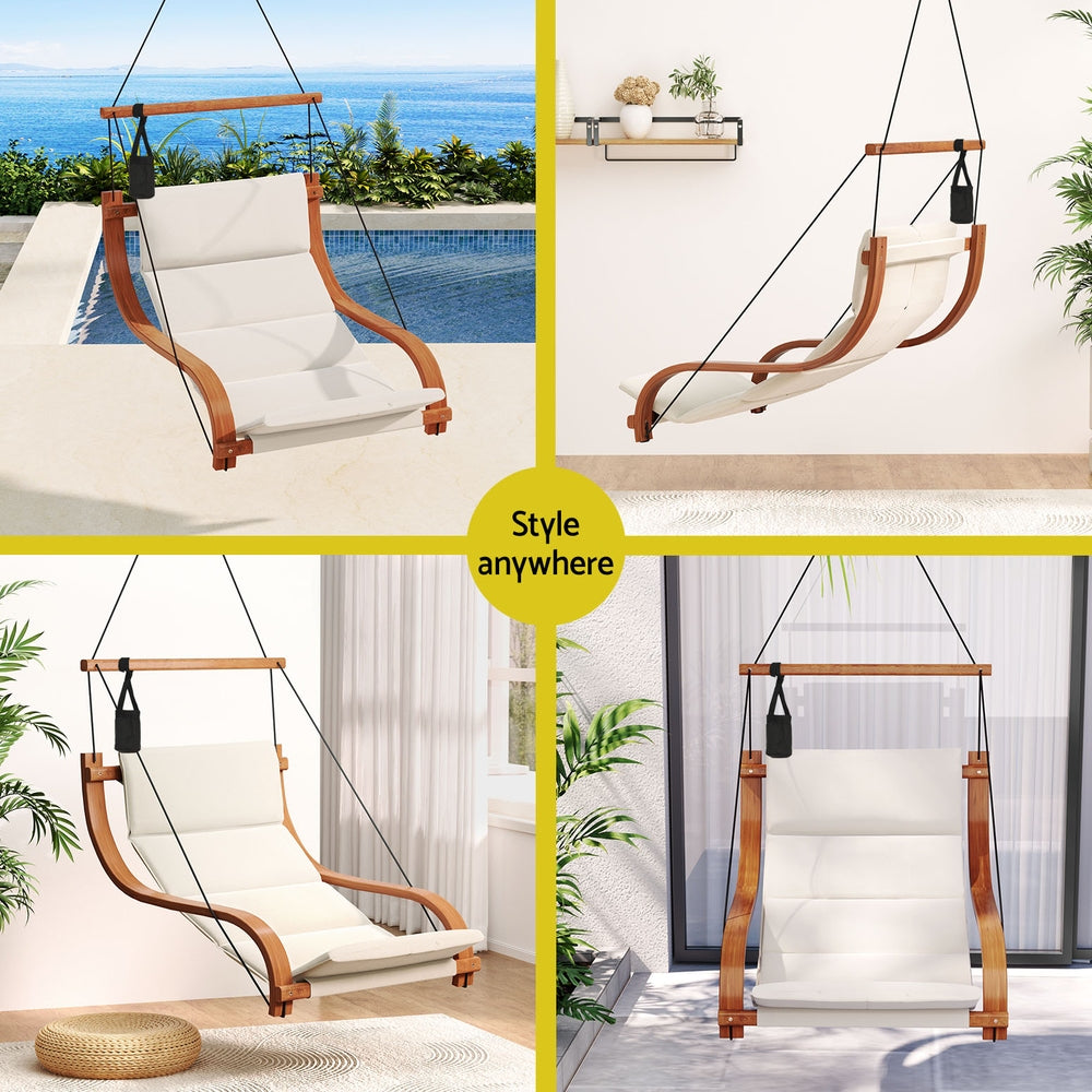 Outdoor Chairs: Gardeon Hammock Chair Wooden Hanging Indoor Outdoor Lounge Patio