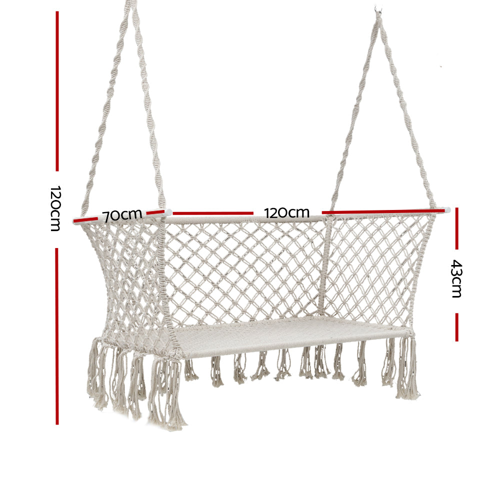 Hammocks & Accessories: Gardeon Hammock Chair Outdoor Portable Camping Hammocks 2 Person Cream