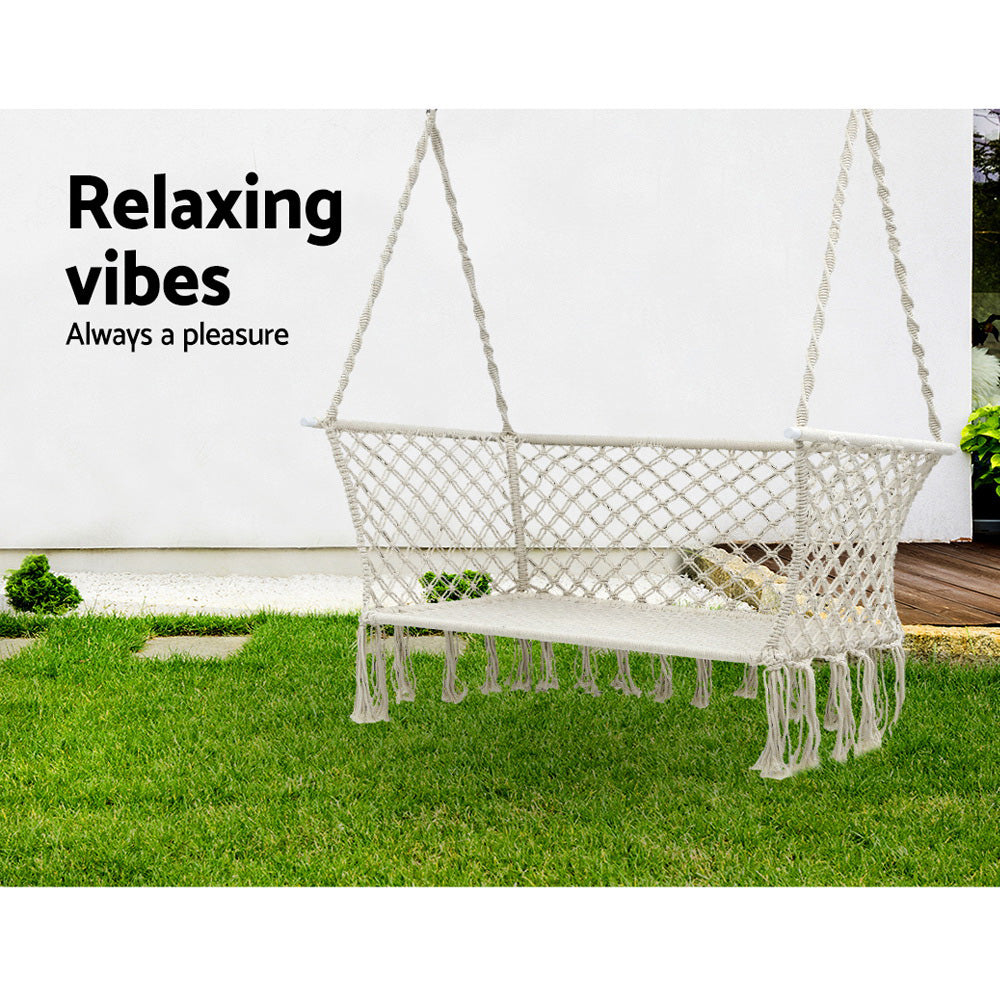 Hammocks & Accessories: Gardeon Hammock Chair Outdoor Portable Camping Hammocks 2 Person Cream