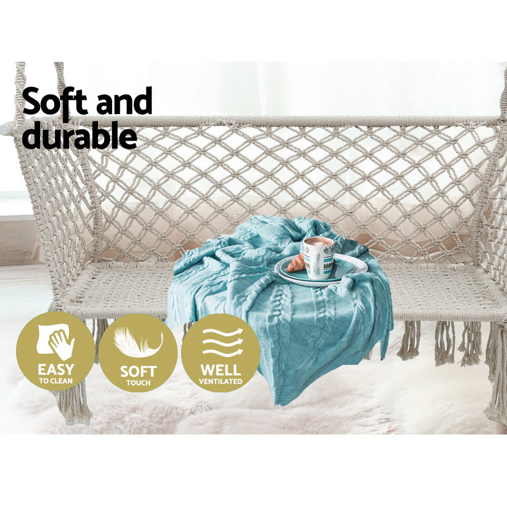 Hammocks & Accessories: Gardeon Hammock Chair Outdoor Portable Camping Hammocks 2 Person Cream