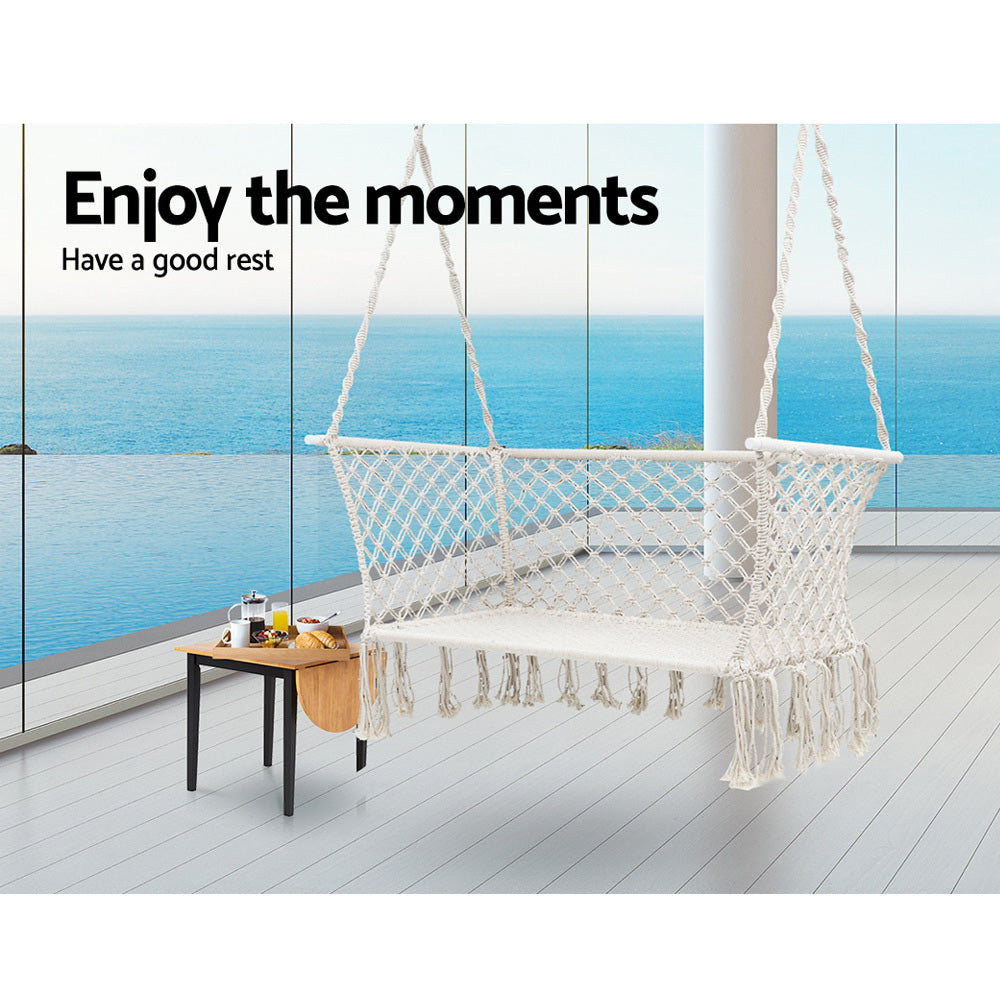 Hammocks & Accessories: Gardeon Hammock Chair Outdoor Portable Camping Hammocks 2 Person Cream