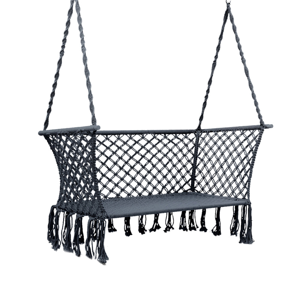 Outdoor Chairs: Gardeon Hammock Chair Outdoor Portable Camping Hammocks 2 Person Grey