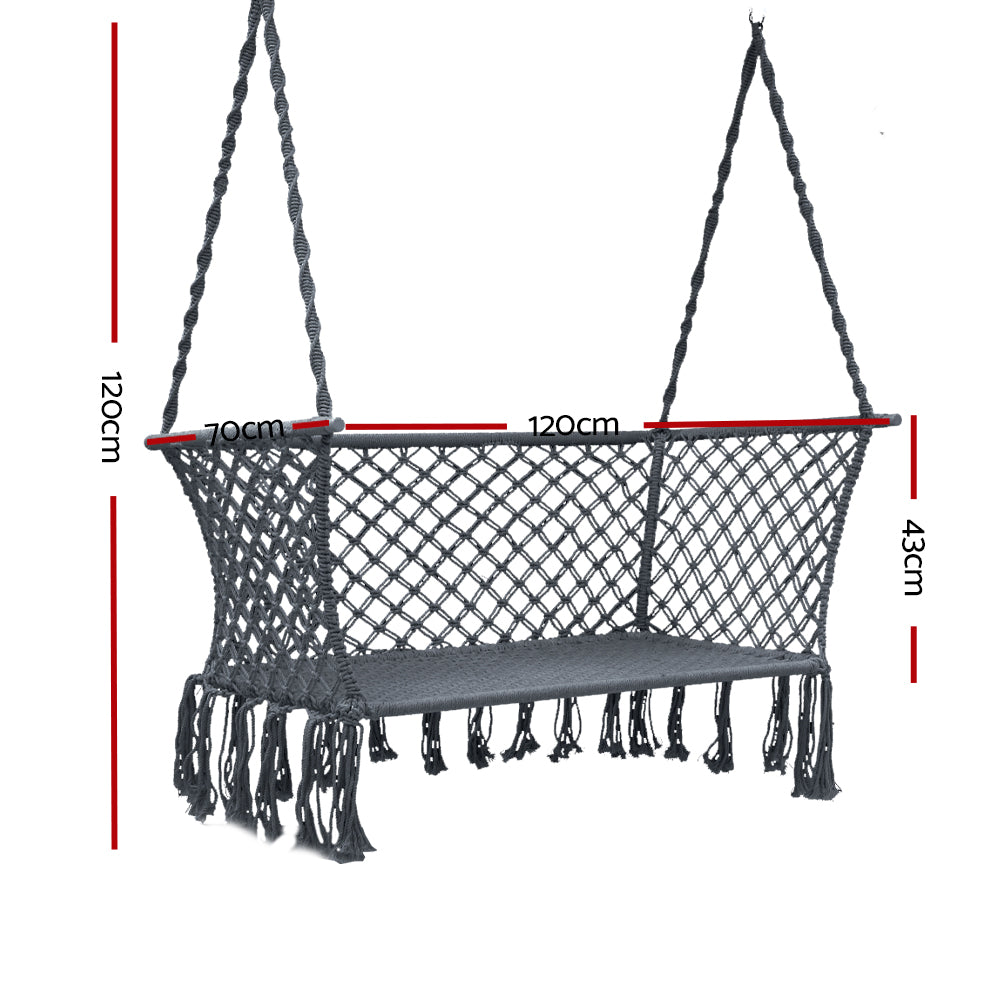 Outdoor Chairs: Gardeon Hammock Chair Outdoor Portable Camping Hammocks 2 Person Grey