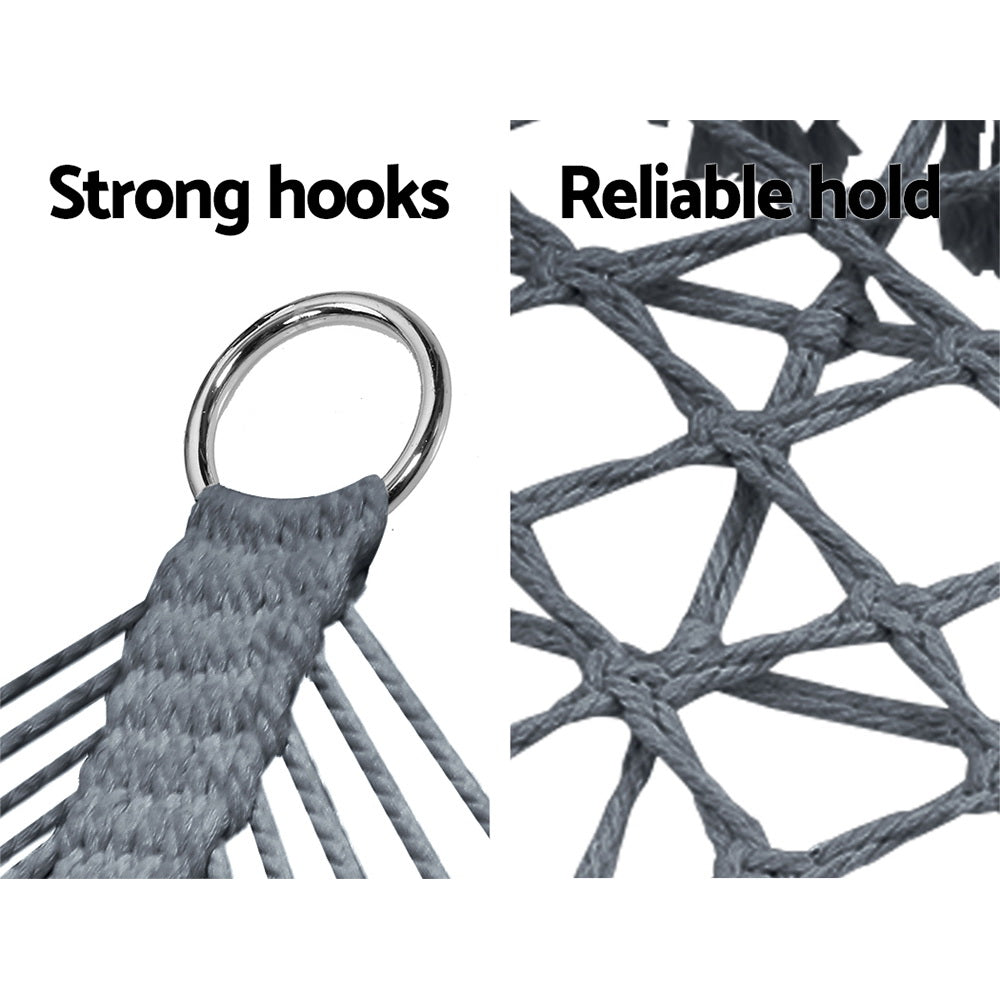 Outdoor Chairs: Gardeon Hammock Chair Outdoor Portable Camping Hammocks 2 Person Grey