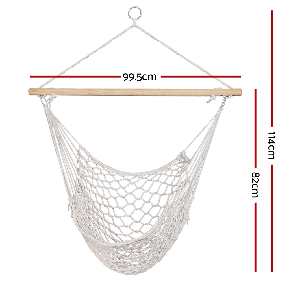 Hammocks & Accessories: Gardeon Hammock Chair Outdoor Hanging Camping Mesh Indoor Cream