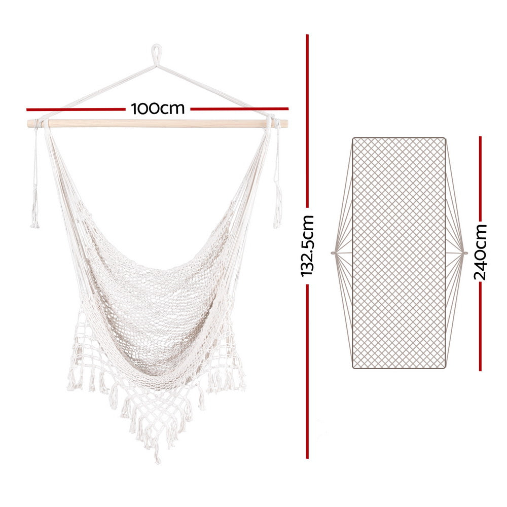 Hammocks & Accessories: Gardeon Hammock Chair Swing Camping Mesh Cream