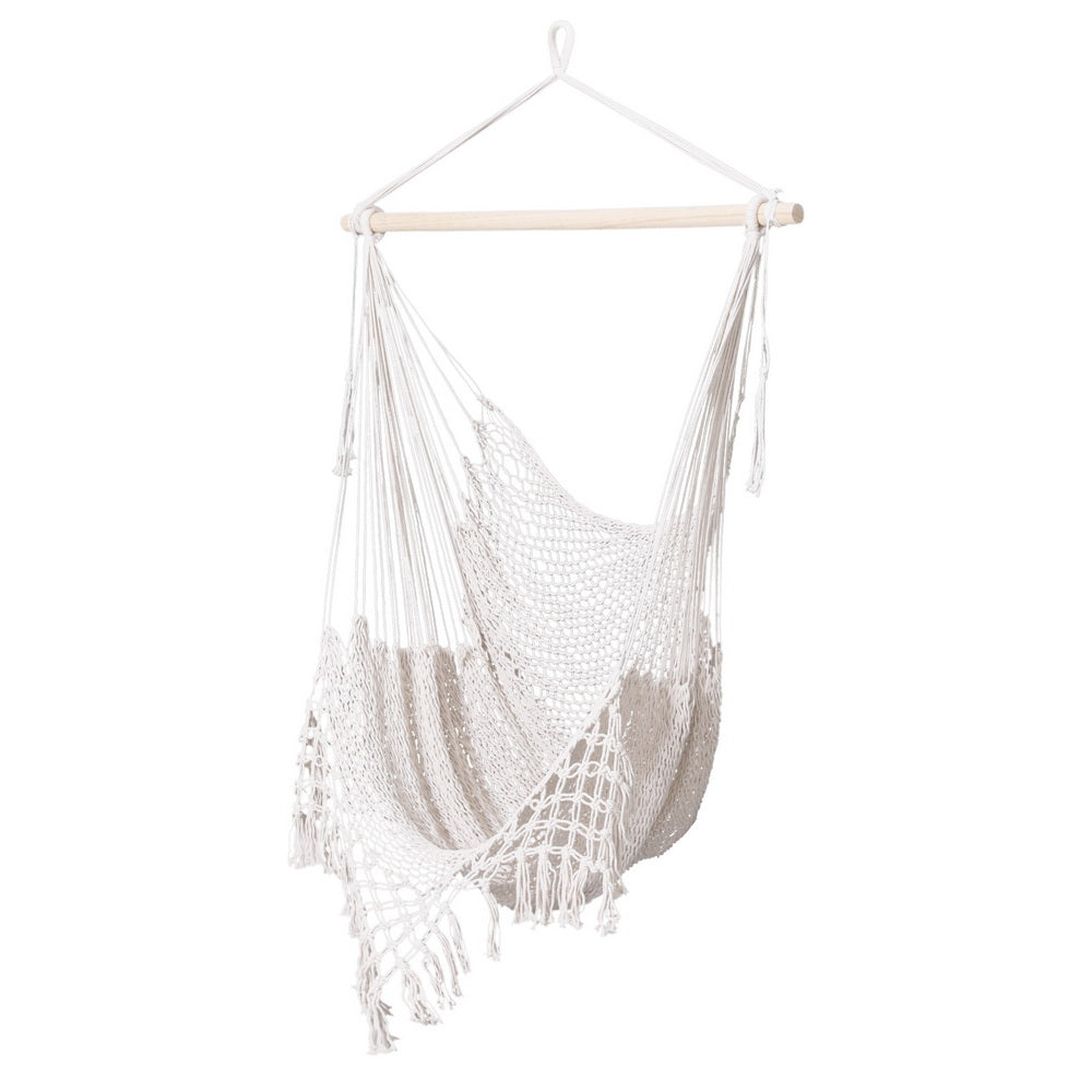 Hammocks & Accessories: Gardeon Hammock Chair Swing Camping Mesh Cream