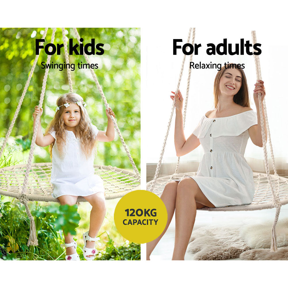 Outdoor Chairs: Gardeon Hammock Chair Outdoor Tree Swing Nest Web Hanging Seat 100cm