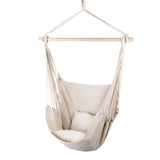 98765-Gardeon Hammock Chair Outdoor Camping Hanging Hammocks Cushion Pillow Cream