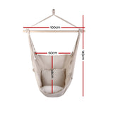 98765-Gardeon Hammock Chair Outdoor Camping Hanging Hammocks Cushion Pillow Cream