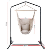 Hammocks & Accessories: Gardeon Outdoor Hammock Chair with Stand Hanging Hammock with Pillow Cream