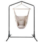 Hammocks & Accessories: Gardeon Outdoor Hammock Chair with Stand Hanging Hammock with Pillow Cream