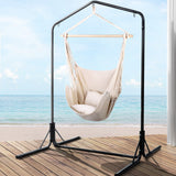Hammocks & Accessories: Gardeon Outdoor Hammock Chair with Stand Hanging Hammock with Pillow Cream