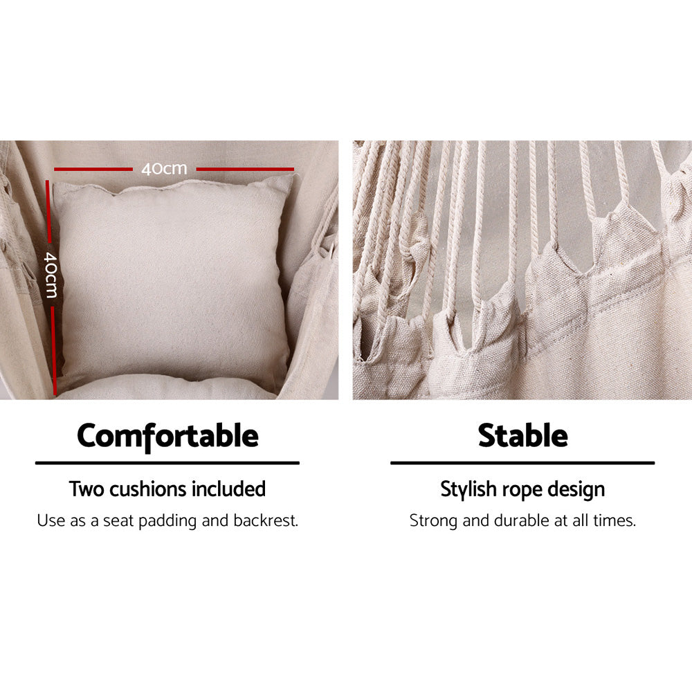Outdoor Chairs: Gardeon Hammock Chair Outdoor Camping Hanging with Steel Stand Cream