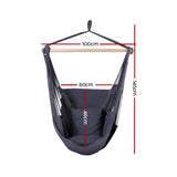 98765-Gardeon Hammock Chair Outdoor Camping Hanging Hammocks Cushion Pillow Grey
