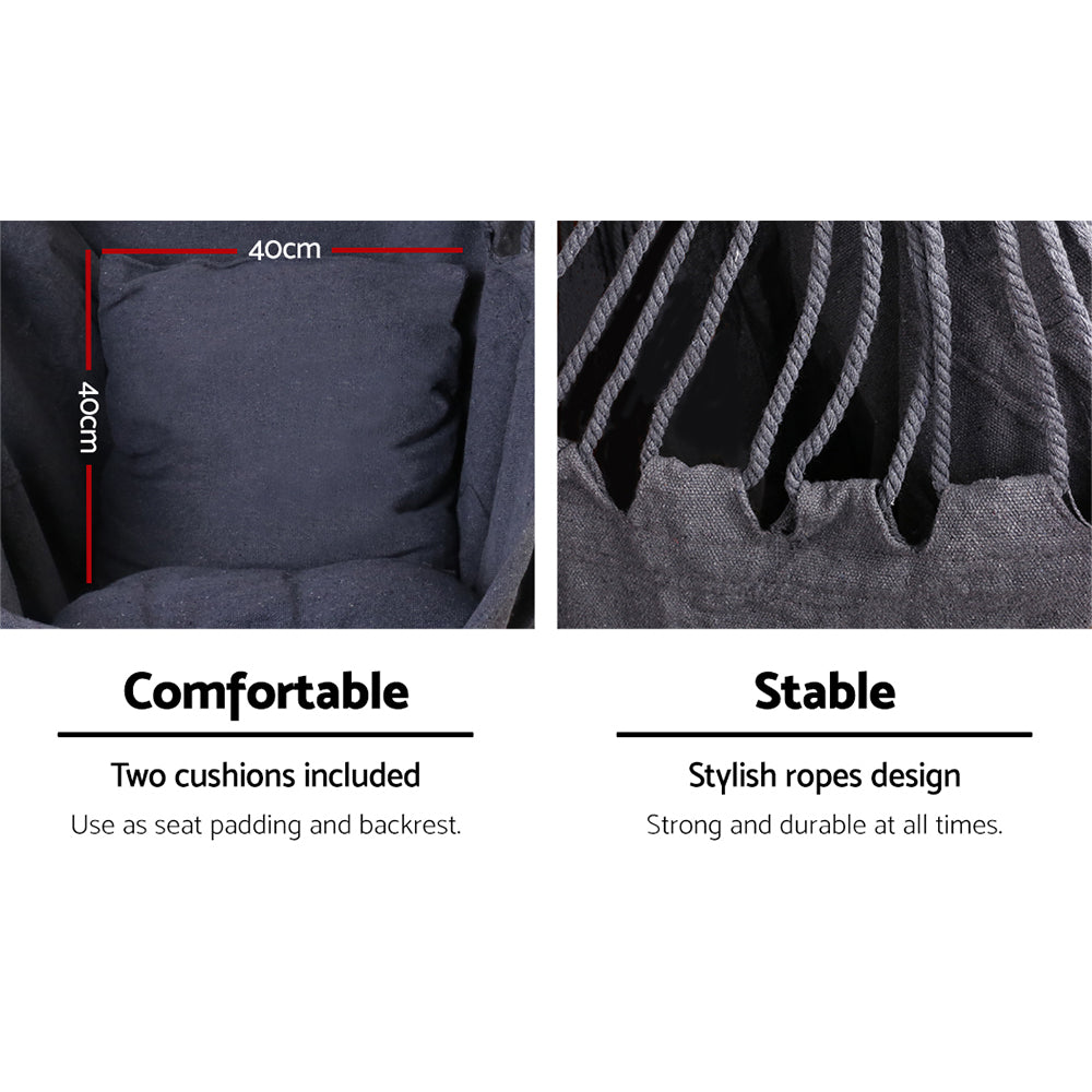 Hammocks & Accessories: Gardeon Hammock Chair Outdoor Camping Hanging Hammocks Cushion Pillow Grey