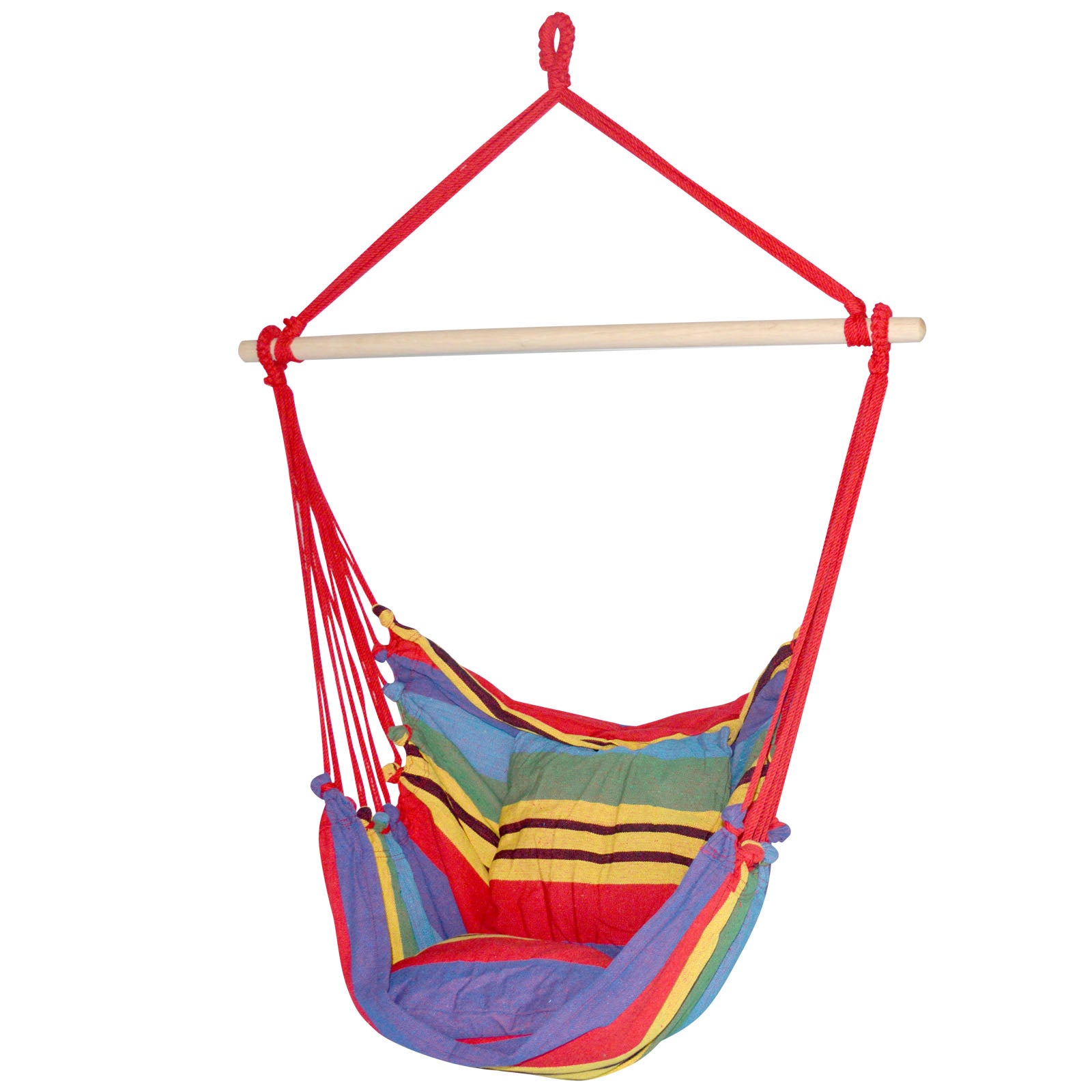 Hammocks & Accessories: Gardeon Hammock Chair Outdoor Camping Hanging Hammocks Cushion Pillow Rainbow