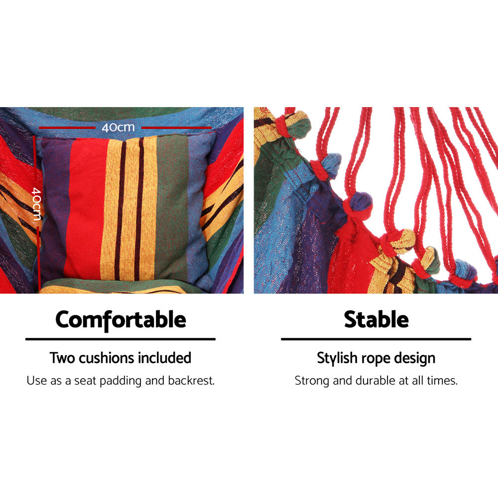 Outdoor Chairs: Gardeon Hammock Chair Outdoor Camping Hanging with Steel Stand Rainbow