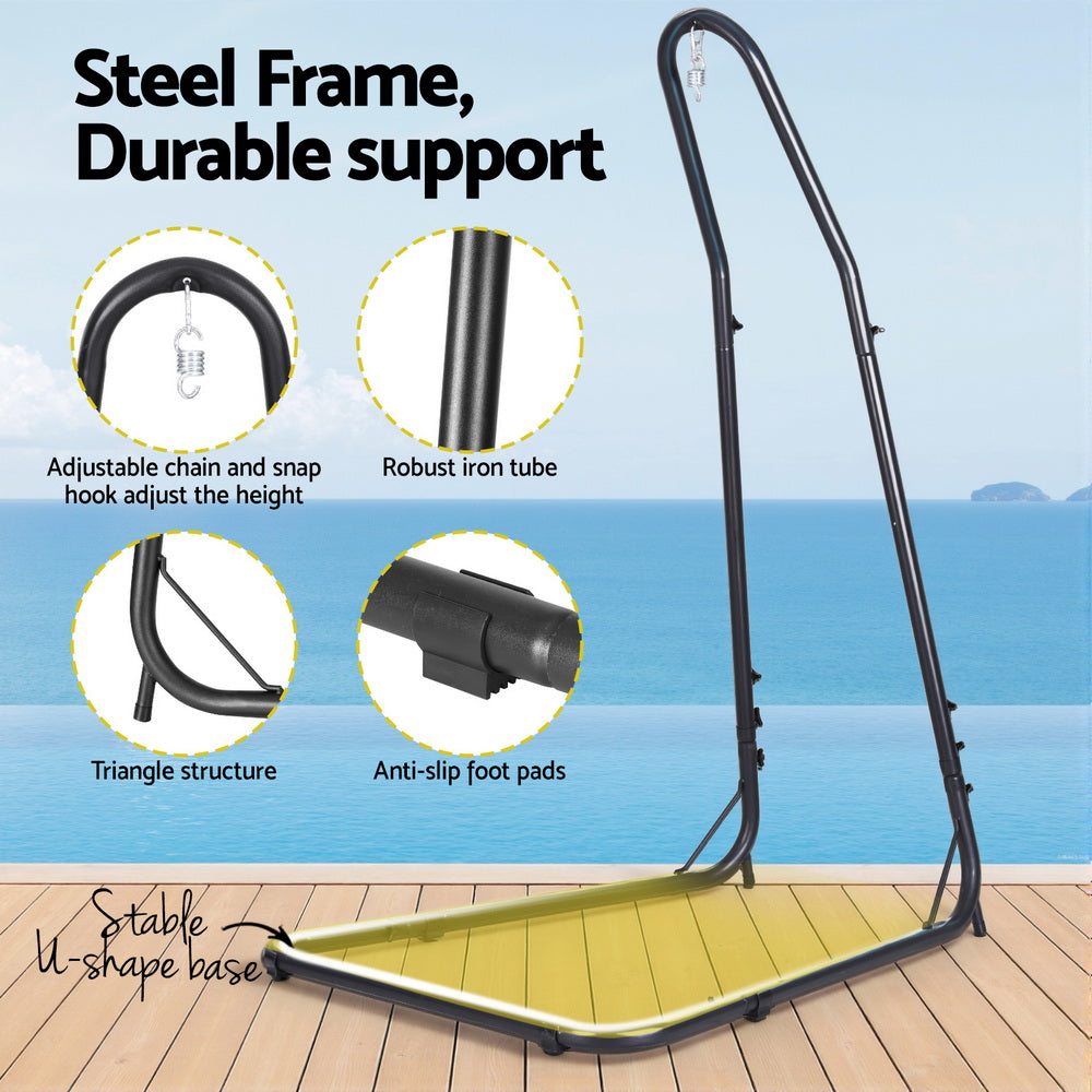 Table & Bar Stools: Gardeon Hammock Chair Stand Heavy Duty Steel Frame Black